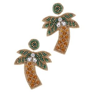 Beaded palm tree earrings